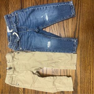 Old Navy Boy 12-18 month Stylish Kids Denim and Khaki Pants Set